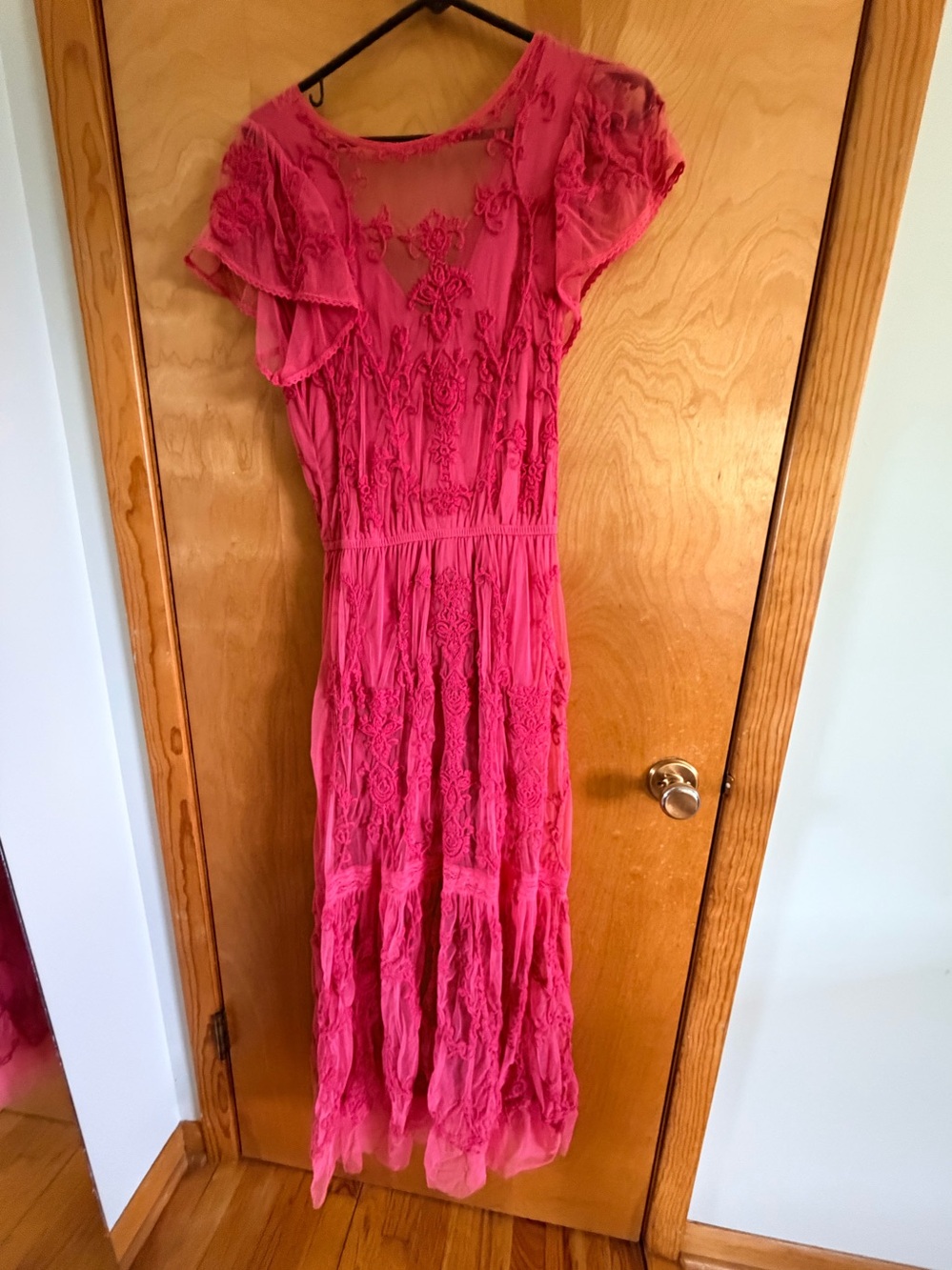 Sundance Hot Pink Lace Maxi Dress